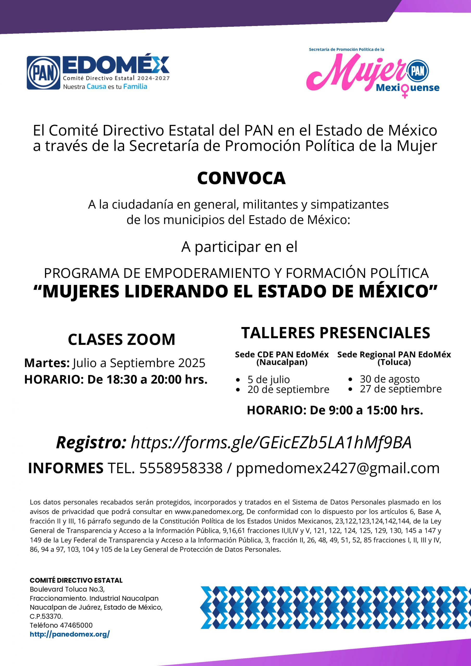 CONVOCATORIA “PROGRAMA DE EMPODERAMIENTO…” PPM PAN EDOMÉX 202